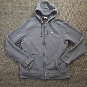 Hollister Co. Large Navy-Blue Full Zip Fleece Lined Jacket Y2K Cozy